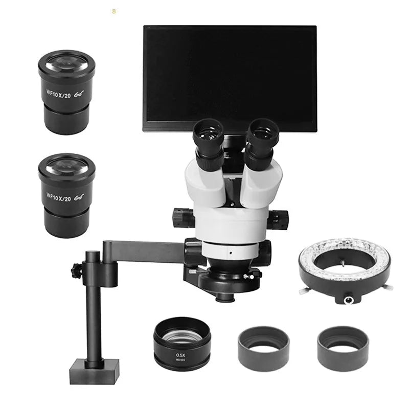 Trinocular Stereo Zoom Microscope with Clamping Articulating Arm Stand, HH-MS03B